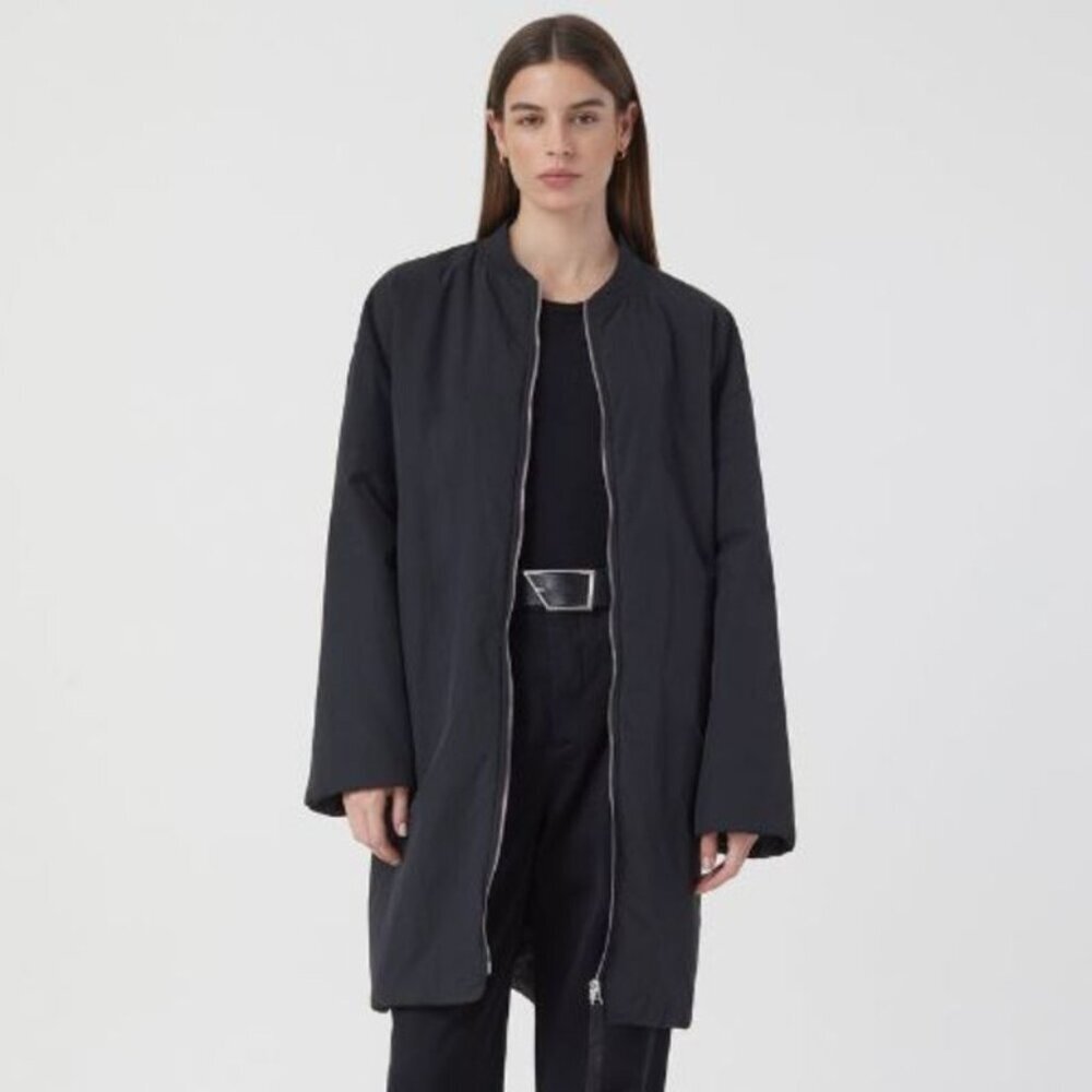 Closed Long Oversized Bomber Jacket Water-Repellent Black Small
